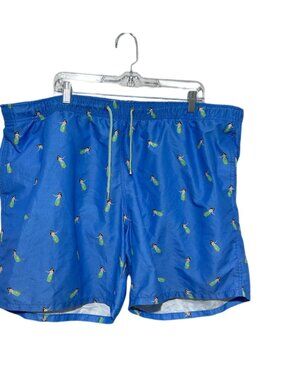 Crown and Ivy Blue Hula Girl Pattern Swim Trunks Size 2XL